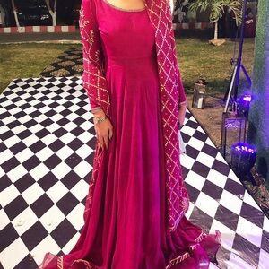 Elegant Pink Embroidered Women's Dress